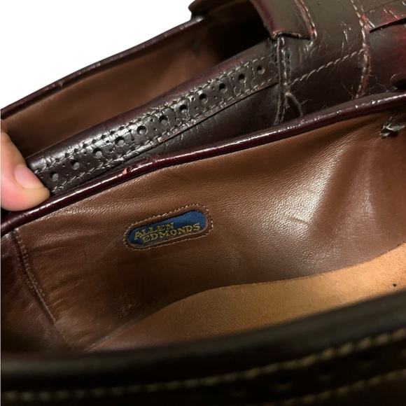 Allen Edmonds Devonshire Loafers Mens 9 Burgundy Leather Vibram Sole Kilt USA - Picture 9 of 10